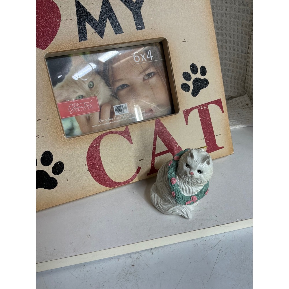 Farmhouse Unisex Green Tree Gallery I Love My Cat Photo Frame 6x4 Cream Red